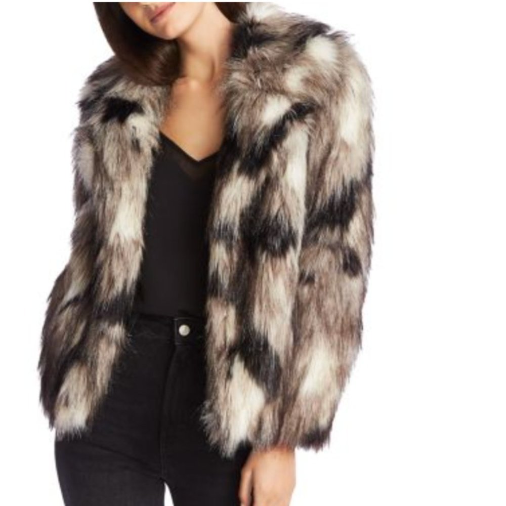 1. STATE Faux Fur animal print jacket, NWOT